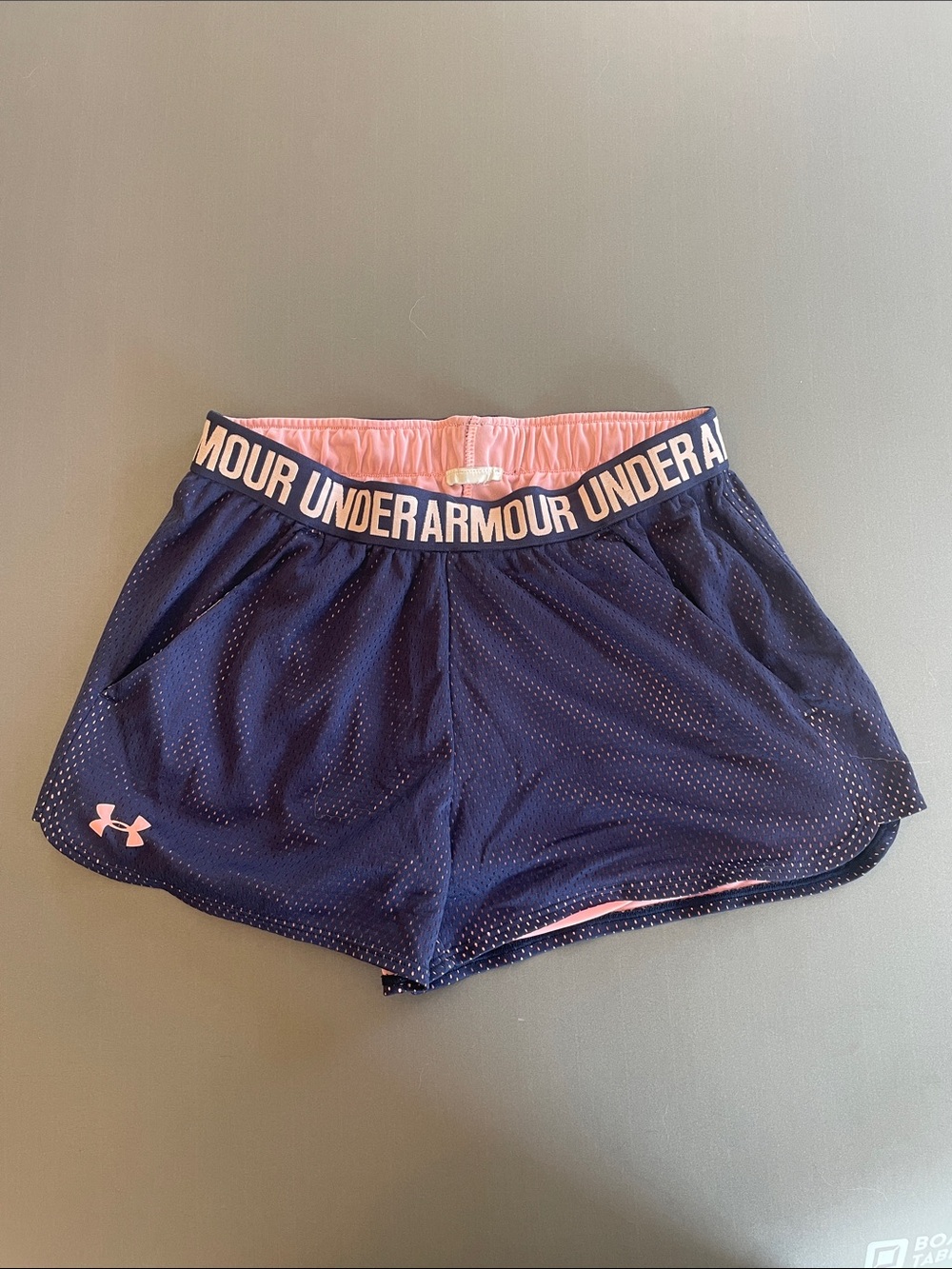 Under Armour Navy Shorts with Pink Waistband Trim